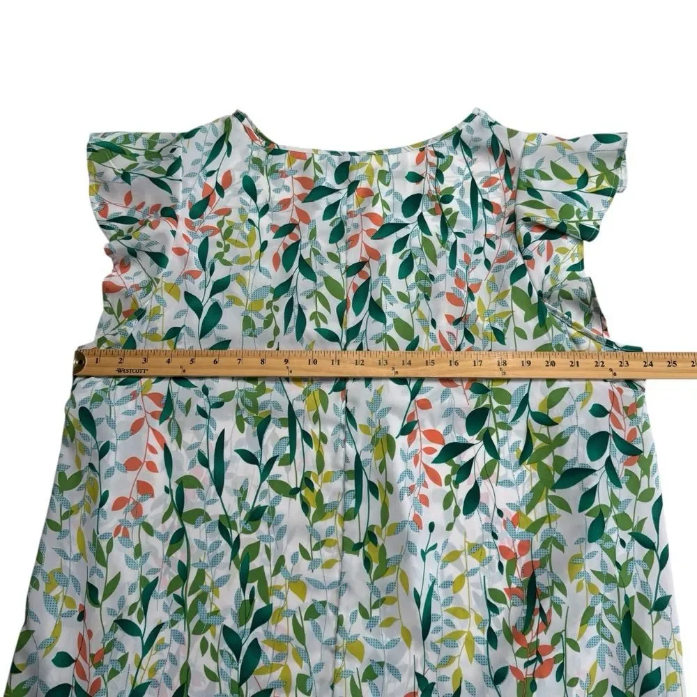 Emery Rose Leaf Pattern Flutter Sleeve Spring Summer Top Sz 4XL - Picture 4 of 9